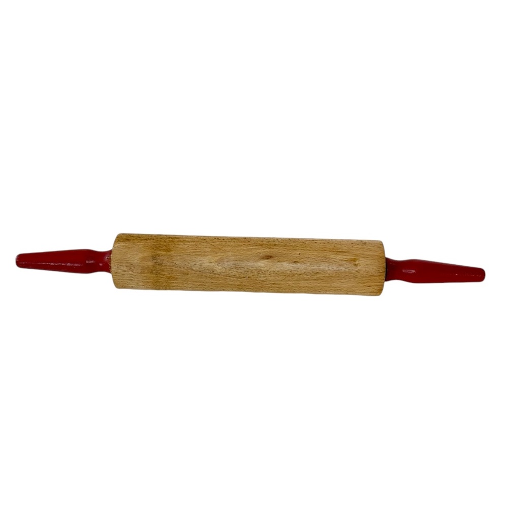 Vintage Farmhouse Wooden Rolling Pin Red Painted Handles
